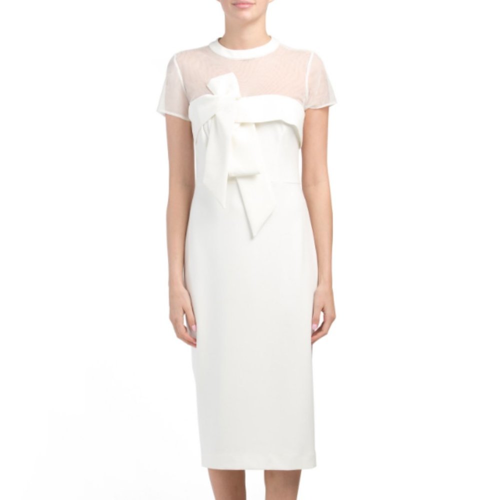NWT JS Collections Illusion Midi Dress Ivory